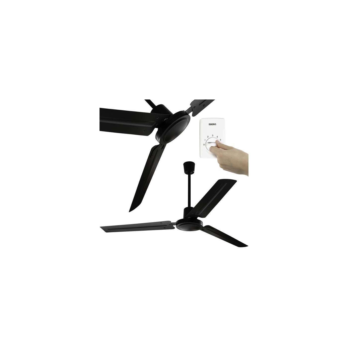 Wentylator przemysłowy sufitowy czarny HTX 140 cm z regulatorem obrotów EBERG 127 szt. 289,00 zł/brutto